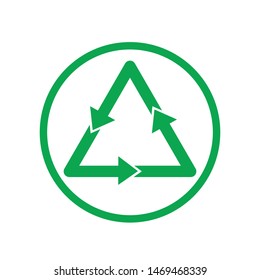 Green recycle icon isolated on white background. Vector illustration. The international recycling symbol