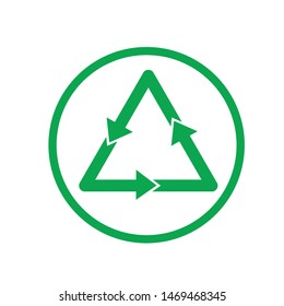 Green recycle icon isolated on white background. Vector illustration. The international recycling symbol