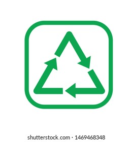 Green recycle icon isolated on white background. Vector illustration. The international recycling symbol