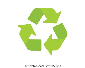 Green recycle icon. Recycling and rotation arrow symbols. Vector illustration isolated on white background.