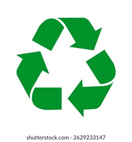 Green recycle icon, recycling sign, three circular arrows – vector