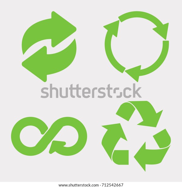 Green recycle\
icon set. Eco cycle arrows -\
vector