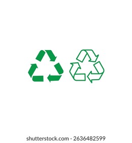Green Recycle Icon Set – Flat and Outline Eco Symbols for Sustainability, Environment, and Waste Management