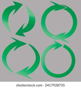 Green Recycle icon set isolated vector eps in grey background