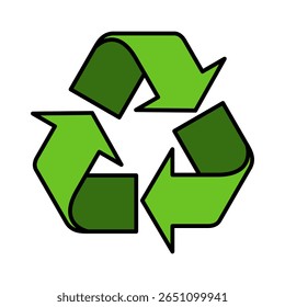 Ilustración vectorial verde del símbolo del icono de reciclaje