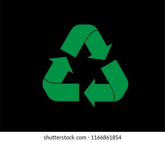 Green recycle icon vector. Flat icon isolated on the black background. Vector illustration.