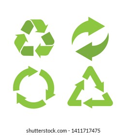 Green recycle icon, vector illustration