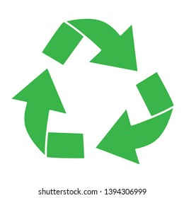 Green recycle icon vector isolated on white background. Trendy recycle icon in flat style. Template for sticker, symbol, logo, app and label. Creative concept, eco recycling sign. Vector illustration