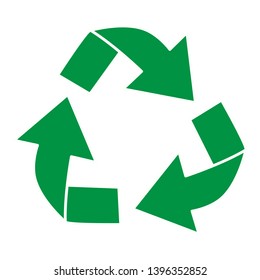 Green recycle icon vector isolated on white background. Trendy recycle icon in flat style. Template for sticker, symbol, logo, app and label. Creative concept, eco recycling sign. Vector illustration