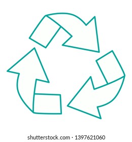 Green recycle icon vector isolated on white background. Trendy recycle icon in flat style. Template for sticker, symbol, logo, app and label. Creative concept, eco recycling sign. Vector illustration