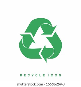 Icono de reciclaje verde vectorial aislado en fondo blanco
