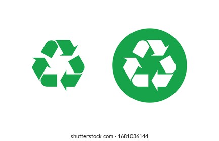 Green recycle icon vector isolated on white background