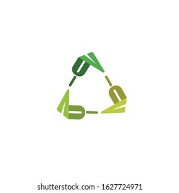Green recycle leaf icon and logo