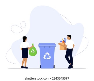 Green Recycle Lifestyle Vector Illustration Concept Showing community recycling neighborhood trash, Suitable for landing page, ui, web, App intro card, editorial, flyer, and banner.