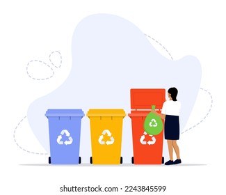 Green Recycle Lifestyle Vector Illustration Concept Showing community recycling neighborhood trash, Suitable for landing page, ui, web, App intro card, editorial, flyer, and banner.