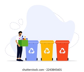 Green Recycle Lifestyle Vector Illustration Concept Showing community recycling neighborhood trash, Suitable for landing page, ui, web, App intro card, editorial, flyer, and banner.