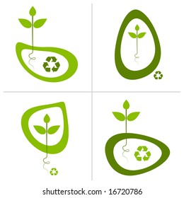 Green recycle logo designs.