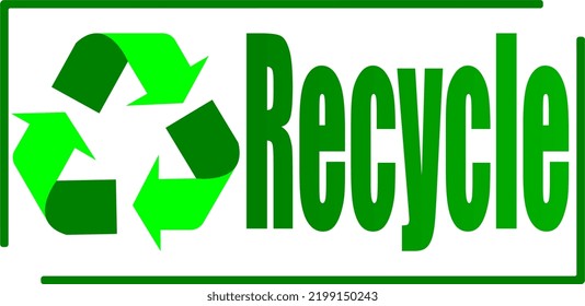 logotipo de reciclaje verde y texto reciclado con marco de gradiente y cuadrados verdes recortado en ambas esquinas