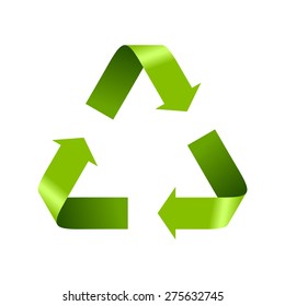Green recycle logo sign isolated on white. Vector design template