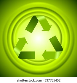 Green recycle logo sign with smooth circles. Vector design template