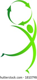 Green recycle man and symbol. Vector.