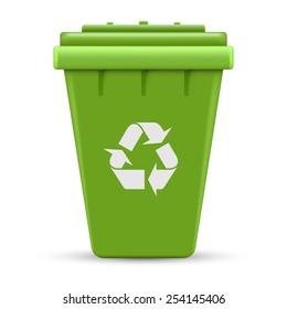 Green recycle outdoor container vector illustration isolated on white background.
