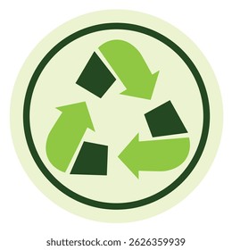 Green recycle or recycling arrows flat icon for apps and websites
