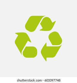 Green recycle or recycling arrows flat icon for apps and websites