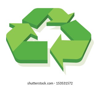green recycle sign, 3d vector ecological concept