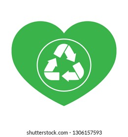 Green Recycle Sign Heart Vector Illustration Stock Vector (Royalty Free ...