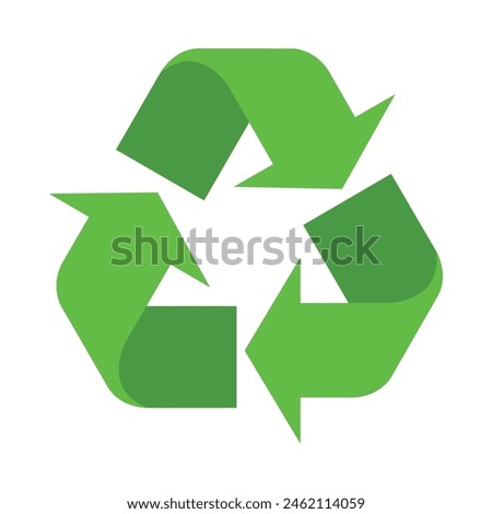 Green recycle sign isolated on white background.	