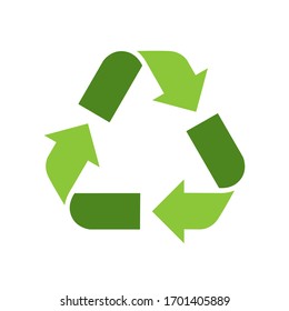 Green recycle sign. Green logo ecological concept vector illustration isolated on white background.