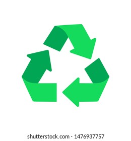 Green recycle sign. Recycled material icon. Vector design element.