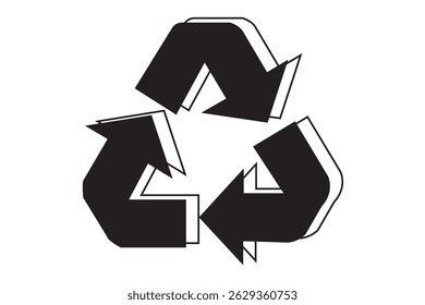 A green recycle symbol with arrows 3d optical isolated on white background