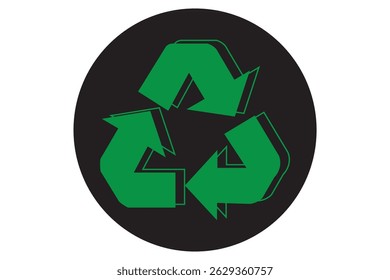 A green recycle symbol with arrows 3d optical isolated on white background