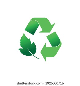 Green Recycle Symbol with Leaf