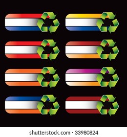 green recycle symbol on bold advertisement banner