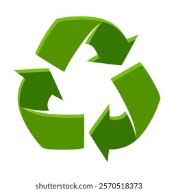 Green Recycle Symbol with three arrows. Arrow recycle symbol. Sustainable development of strategy approach to zero waste, responsible consumption, eco-friendly. Reuse, renewable resources. Vector EPS8