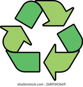 Ícone verde do vetor do símbolo de reciclagem no plano de fundo branco