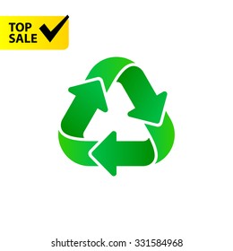 Green recycle vetor icon with gradient for web and mobile