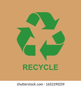 Logo reciclado verde con fondo marrón. Ilustración del vector