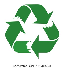 Green recycled logo isolated on a white background. Vector illustration.