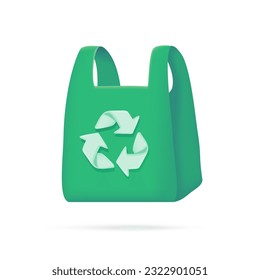 green recycled plastic bags The concept of using plastic substitute materials for the world.