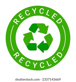 Green Recycled stamp sticker with Recycle icon vector illustration