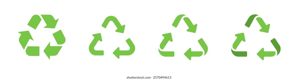 Green Recycling Arrow Vector Icons Set