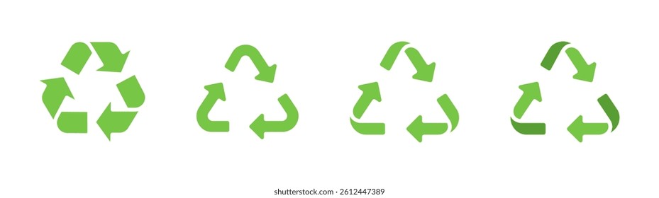 Green Recycling Arrow Vector Icons Set