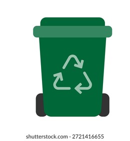 Icono plano del contenedor de reciclaje verde