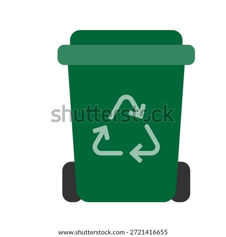 Green Recycling Bin Container Flat Icon