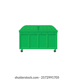 Green recycling bin flat vector design