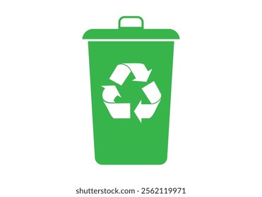 Green recycling bin icon on white background